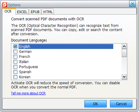 choose the righ languages for the output contents for transferring pdf files to iphone